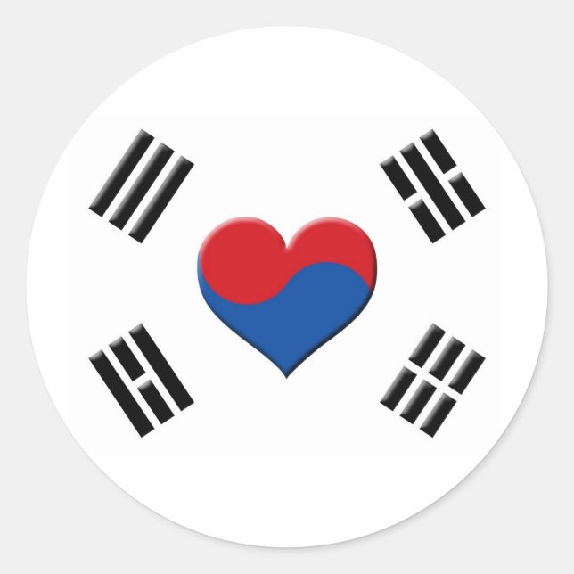 Südkoreanisches Herz Runder Aufkleber (Vorderseite)