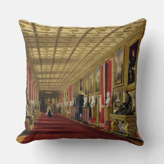 Südkorridor, Windsor Schloss, 1838 (chromolitho) Kissen (Vorderseite)