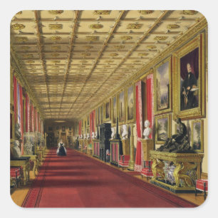Südkorridor, Windsor Schloss, 1838 (chromolitho) Quadratischer Aufkleber