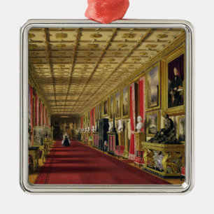 Südkorridor, Windsor Schloss, 1838 (chromolitho) Silbernes Ornament