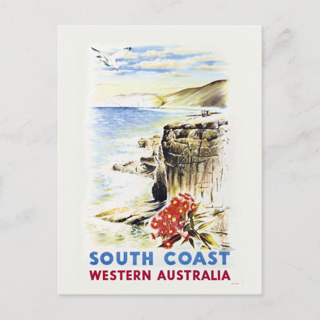 Südküste, Western Australien Vintage Poster 1940 Postkarte (Vorderseite)