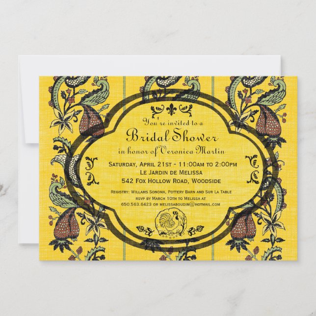 Südlich Brautparty Frankreichs Provencal laden Sie Einladung (Vorderseite)