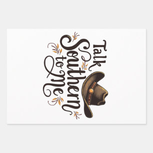 Südlich mit mir reden Funny Cowboy Hat Western Geschenkpapier Set