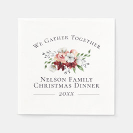Südliche Blumenwolle Weihnachtsessen servieren Serviette