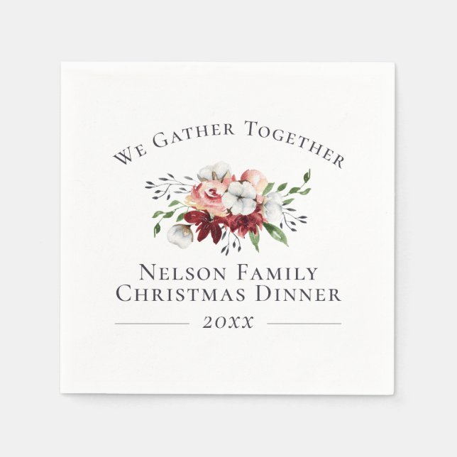 Südliche Blumenwolle Weihnachtsessen servieren Serviette (Vorderseite)