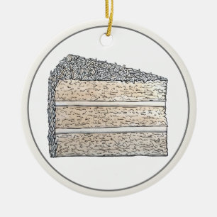 Südliche Kokosnuss Zuckerguss Schicht Kuchen Slice Keramik Ornament
