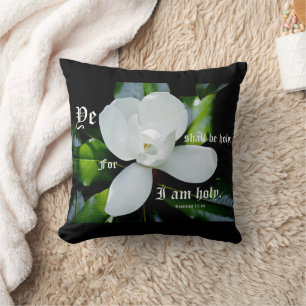 Südliche Magnolie mit Levitikus 11,44 Kissen
