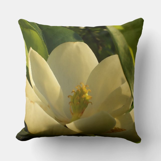 Südliche Magnolien-Blumen-Kissen Kissen (Vorderseite)