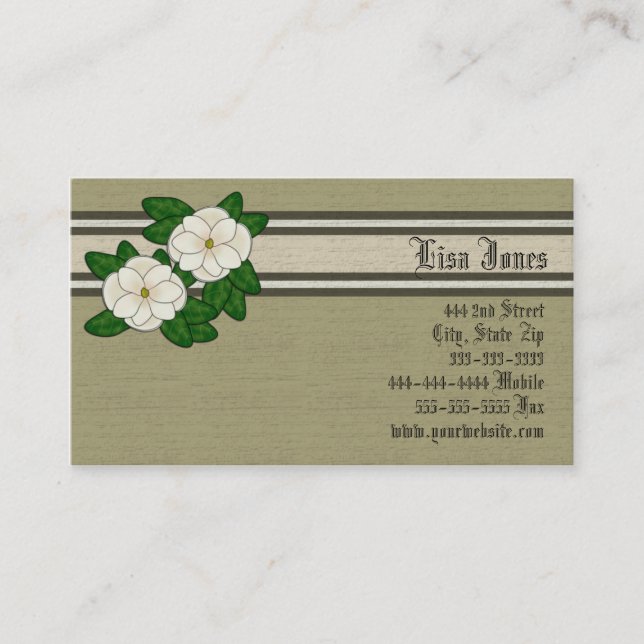 Südliche Magnolien-Visitenkarten Visitenkarte (Vorderseite)