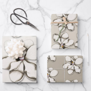 Südliche Magnolienblüten gemustert für jeden Anlas Geschenkpapier Set