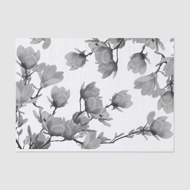 Südliche schwarze u. weiße Magnolien-Blumen Seidenpapier (Vorderseite)