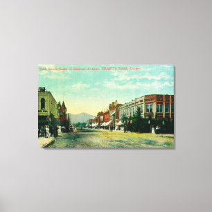 Südliche Sicht auf die 6. Straße von der Eisenbahn Leinwanddruck