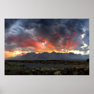 Südliche Sierra Nevada Berge Sunset Panorama Poster
