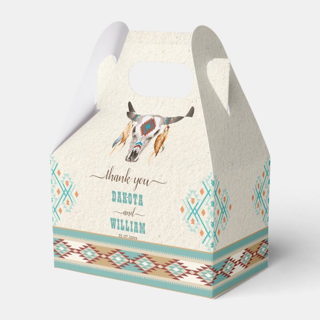 Südliche Western Boho Folklopfen Hochzeit Geschenkschachtel (Vorderseite)