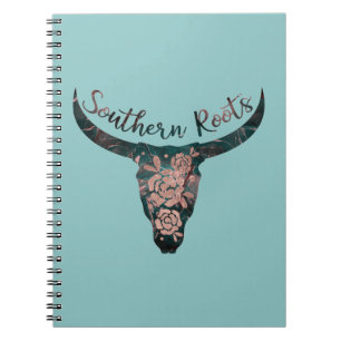 Südliche Wurzeln Country Longhorn Rosa Rose & Grün Notizblock