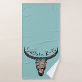 Südliche Wurzeln Land Longhorn Rosa & Grün Badhandtuch Set