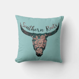 Südliche Wurzeln Land Longhorn Rosa & Grün Kissen