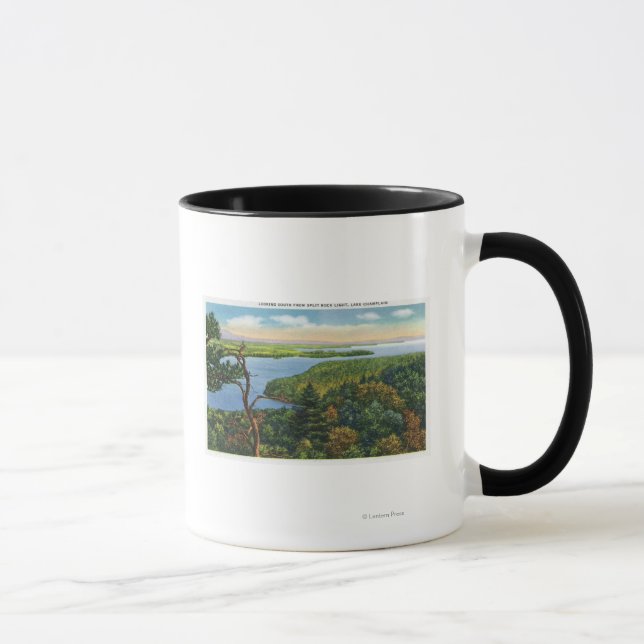 Südlicher Blick auf den See von Split Rock Light Tasse (Rechts)