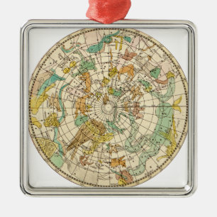 Südlicher Sternenhimmel-Sternkarte und Sternbildka Silbernes Ornament