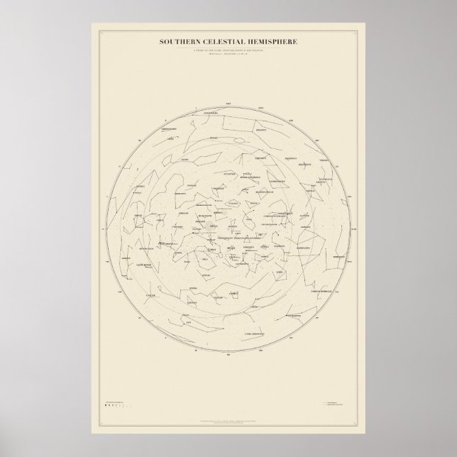 Südlicher Sternkartenposter Poster (Vorne)
