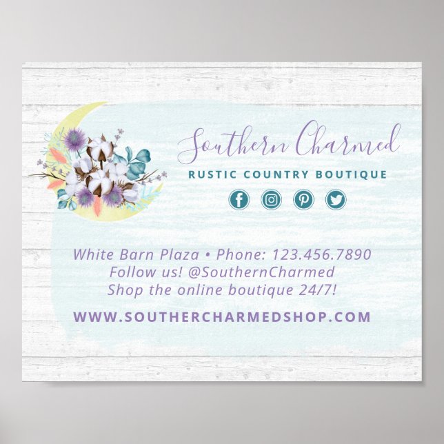 Südliches Baumwollmoon und Land aus rustikalem Hol Poster (Vorne)