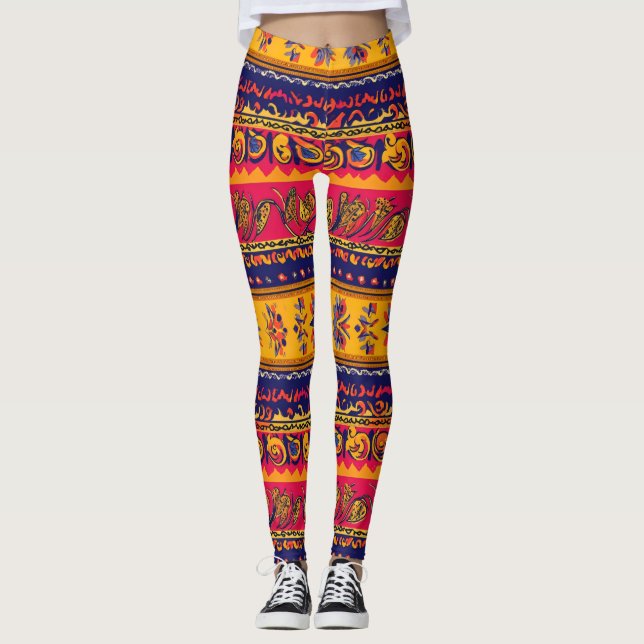 Südliches Folklore-Muster Leggings (Vorderseite)