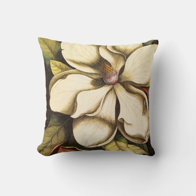 Südliches Magnolien Blossom Vintag Kissen (Vorderseite)