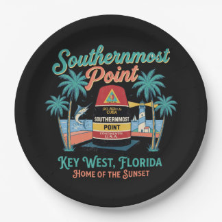 Südlichster Punkt Key West Retro-Tropisches Flair Pappteller