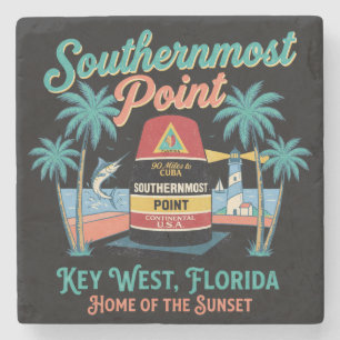 Südlichster Punkt Key West Retro-Tropisches Flair Steinuntersetzer