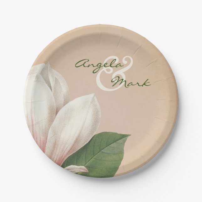 Südmagnolische Blume Hochzeit | Antik Pappteller (Vorderseite)