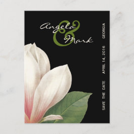 Südmagnolische Blume Hochzeit | Elegant Black Ankündigungspostkarte