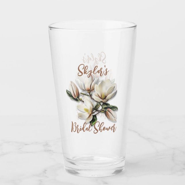 SüdMagnolische Blume - Kundenspezifisches Brautpar Glas (Vorderseite)
