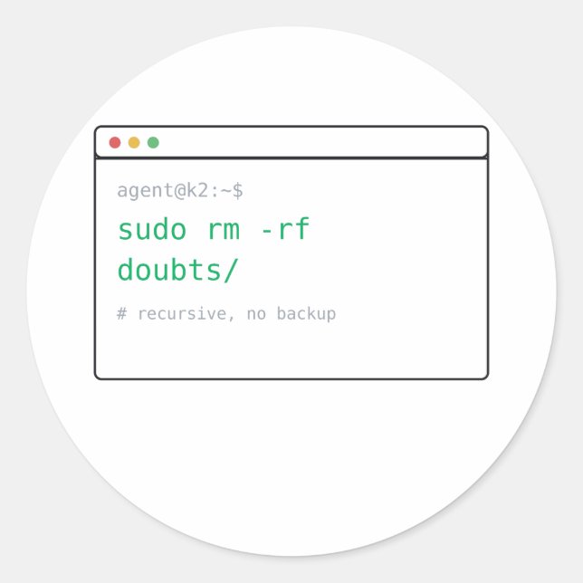 sudo rm -rf doubts/ - Dev Sticker Geschenk (Vorderseite)