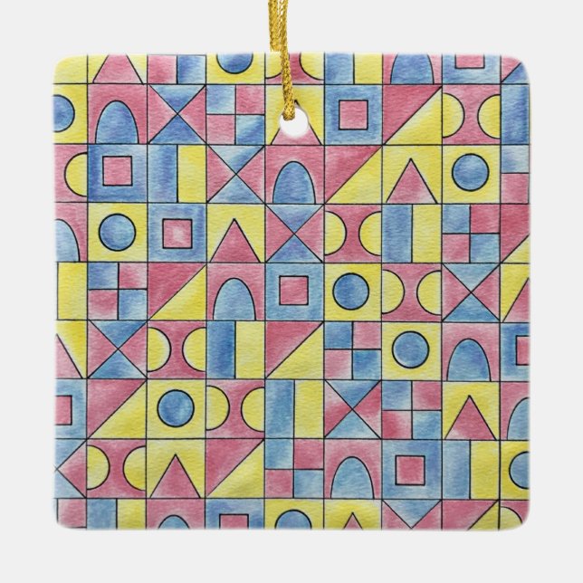 Sudoku 1-Modern Bauhaus Geometrische Wasserfarben  Keramikornament (Vorderseite)