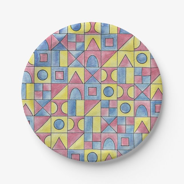 Sudoku 1-Modern Minimalistische Bauhaus Geometrisc Pappteller (Vorderseite)