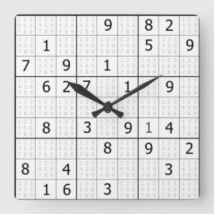 Sudoku Clock Quadratische Wanduhr