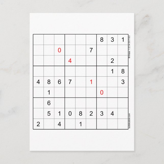 Sudoku Geburtstagskarte 04-10 Feiertagspostkarte (Vorderseite)