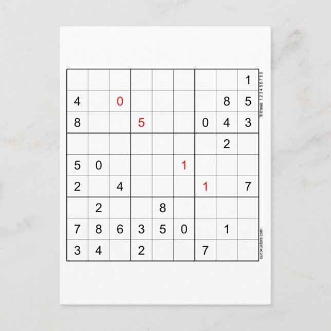 Sudoku Geburtstagskarte 05-11 Feiertagspostkarte (Vorderseite)
