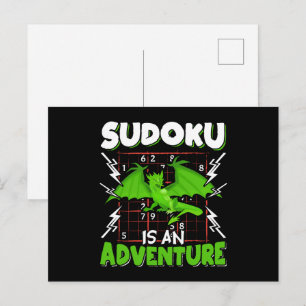 Sudoku ist ein Abenteuer-Puzzle-Liebhaber Postkarte
