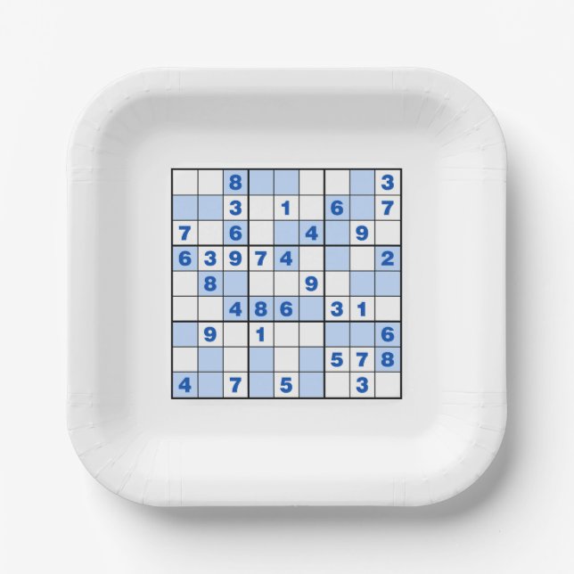 Sudoku Puzzles Pappteller (Vorderseite)