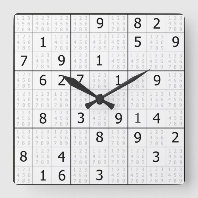 Sudoku-Uhr Quadratische Wanduhr (Vorderseite)