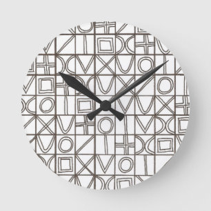 Sudoku Zwei-Schwarz und Weiß Moderne Geometrie Runde Wanduhr