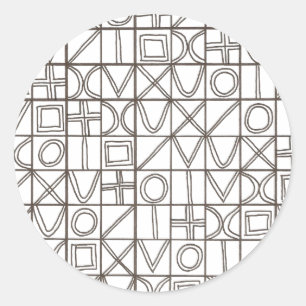 Sudoku Zwei-Schwarz-Weiß-Modern Geometrisch Runder Aufkleber
