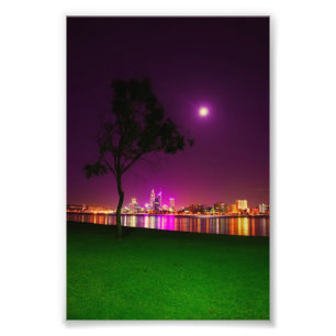 Südperth-Küstenvorland-Perth-Stadt beleuchtet Fotodruck