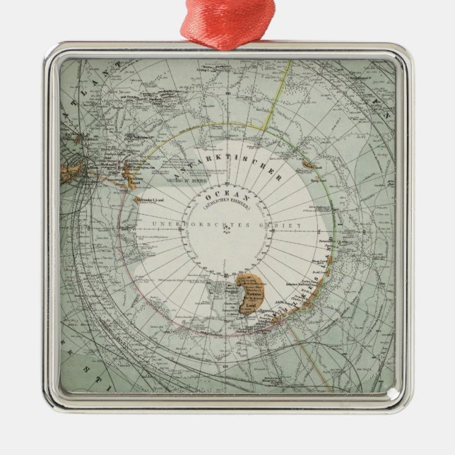 Südpolargebiet-Karte Ornament Aus Metall (Vorne)
