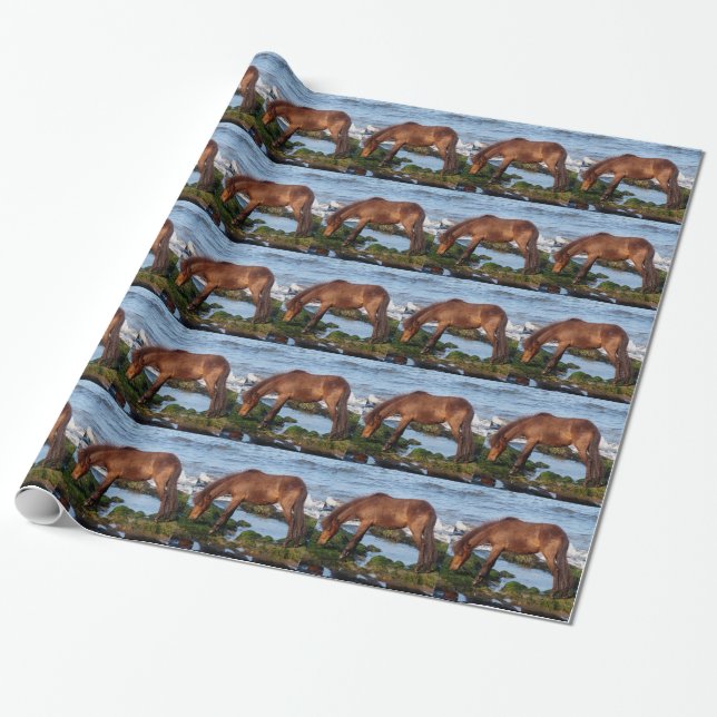 Südpony Devons Dartmoor, das Meerespflanze auf Geschenkpapier (Ungerollt)