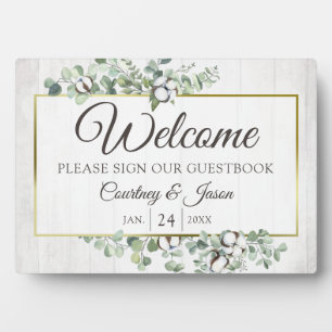 Südrustikale Baumwolle Begrüßungsguestbook Fotoplatte