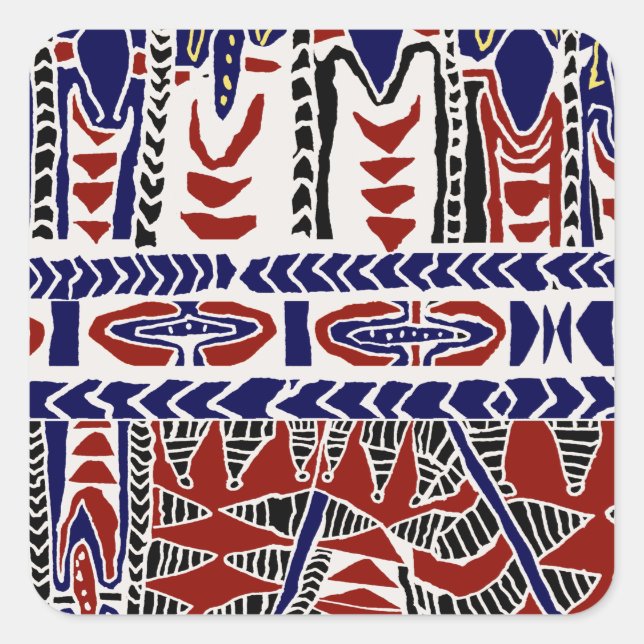 Südsee Samoa Batik Quadratischer Aufkleber (Vorderseite)