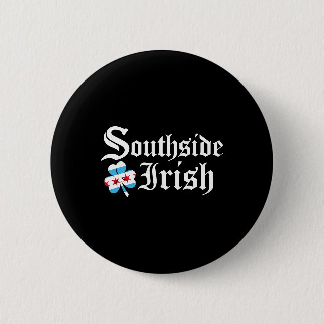 Südseite Irisches Chicago Grün St. Patricks Day Button (Vorderseite)