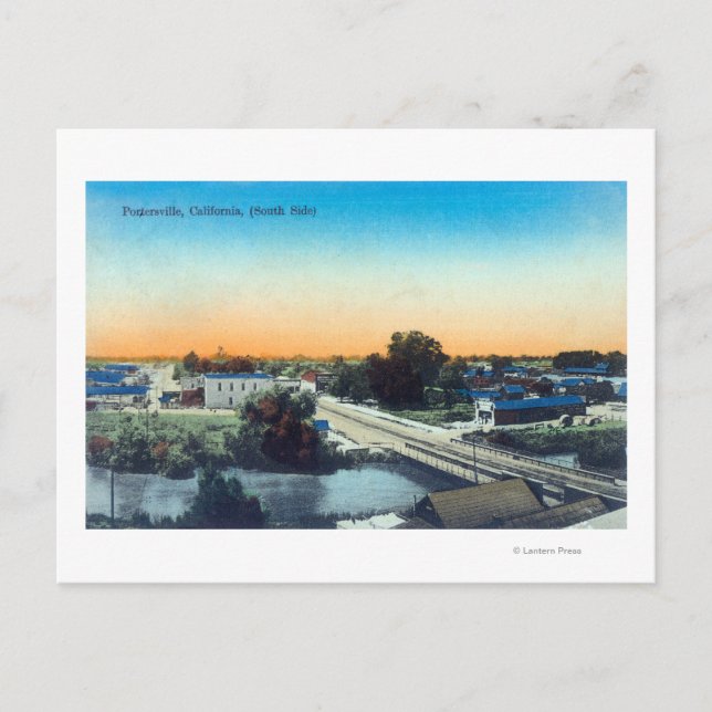 Südseitige Luftaufnahme von TownPorterville, CA Postkarte (Vorderseite)